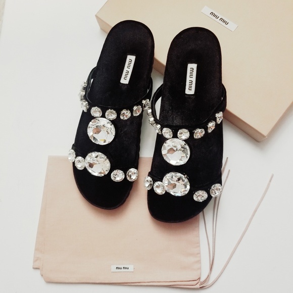 Miu Miu Shoes - MIU MIU embellished velvet sandals